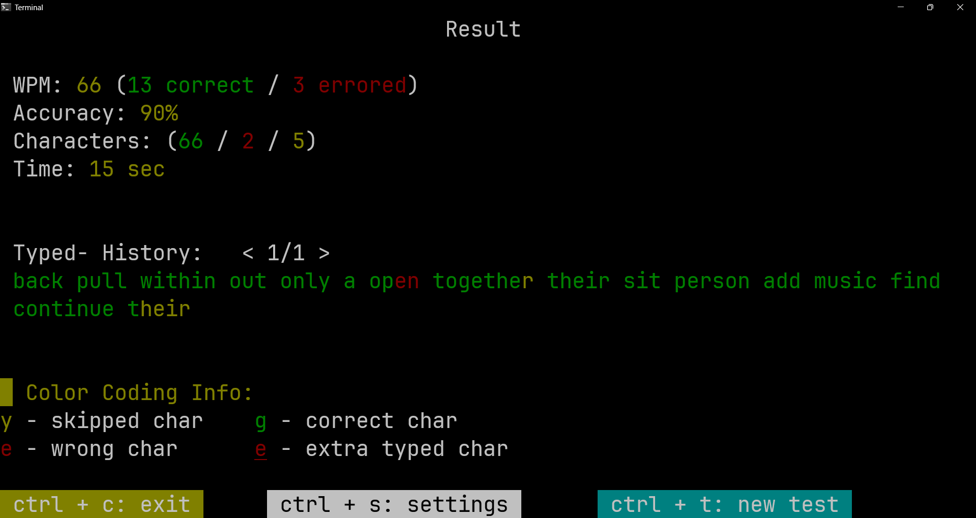 Result Screen
